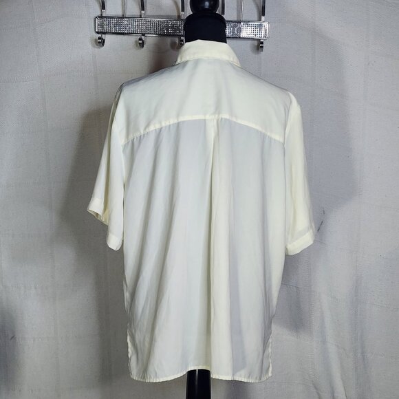 Apparenza Whipped Butter Yellow Poly SS Button Up Chest Pocket Blouse Size 1X - Picture 11 of 16